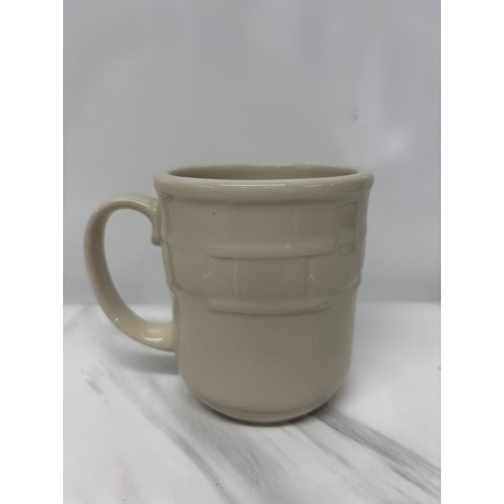 Longaberger Pottery Woven Traditions Ivory Bone Coffee Mug Made in USA 12oz